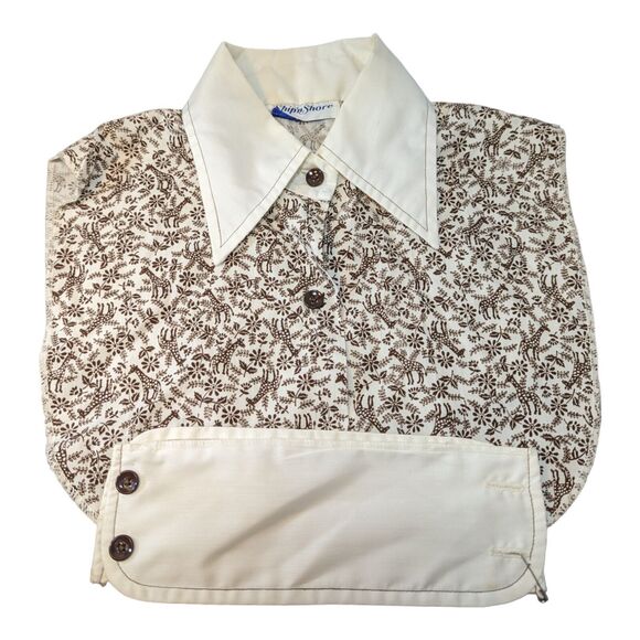Vintage Ship'n Shore Dickie Collar & Wrist Cuffs Giraffes Flowers Brown & Cream - Picture 15 of 15